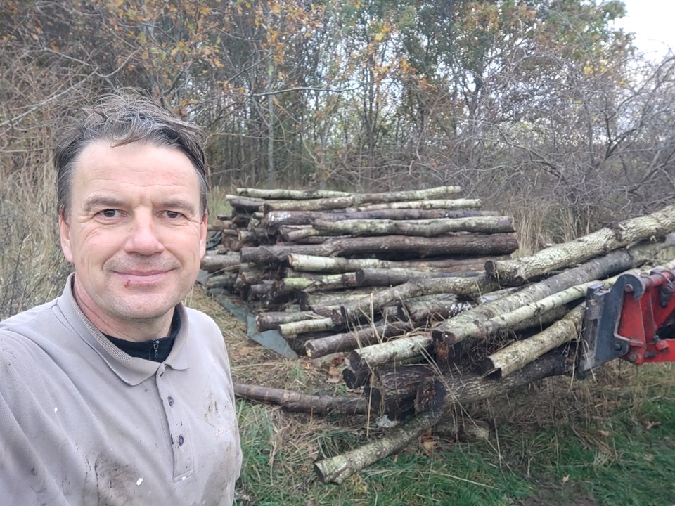 Christian Friis Bach arbejder i skoven